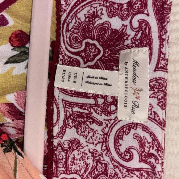 Anthropologie Floral Patchwork Top- Meadow Rue Long Sleeve Wrap Blouse- Size 0 - Picture 12 of 14